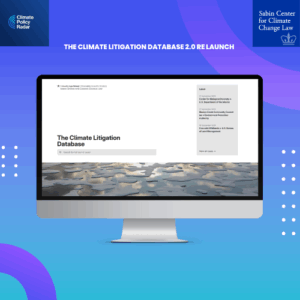 Computer screen with image of the new Climate Litigation Database website